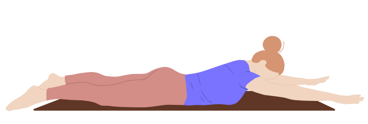 woman doing pilates Breaststroke lay down